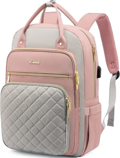 LOVEVOOK Laptop Backpack for Women, Water Resistant Travel Work Backpacks Purse Stylish College Business Teacher Nurse Computer Bag with USB Charging Port, Fits 15.6" Laptop