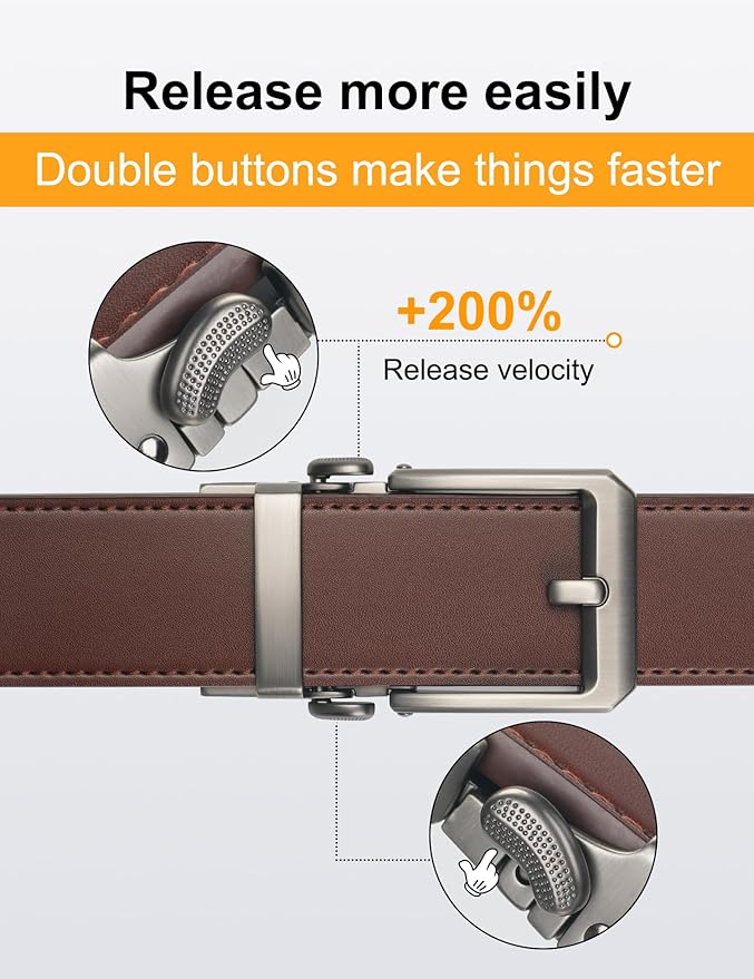 JUKMO 1.5" (38mm) Leather Ratchet Belt for Men in Gift Box