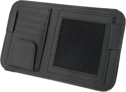 Leather Car Sun Visor Organizer for Or Truck, Sunglasses Holder, Cards Sleeve Pockets Organizer,Visor Document Holder for Car Registration License, Drving License, Insurance, Cards, Pen, Key