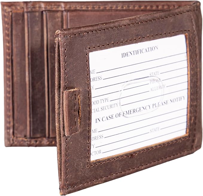 Team Sports America NFL Pittsburgh Steelers Front Pocket Slim Wallet for Men | Minimalist Leather RFID Blocking Bifold Card Holder with Money Clip | Officially Licensed Stamped Logo