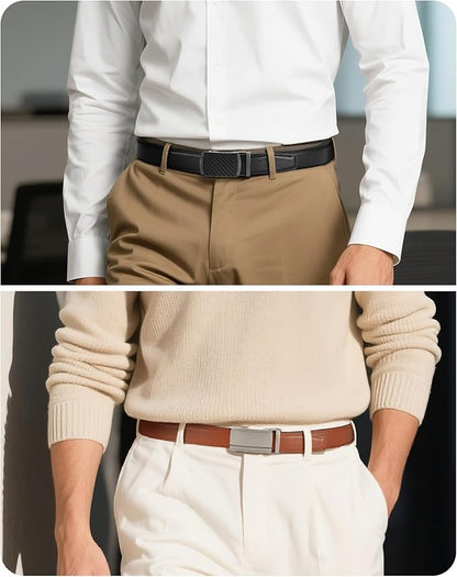 CHAOREN Mens Dress Belt Leather 2 Pack - Mens Ratchet Belt for Dress Shirt and Pants Every Occasion (32mm)