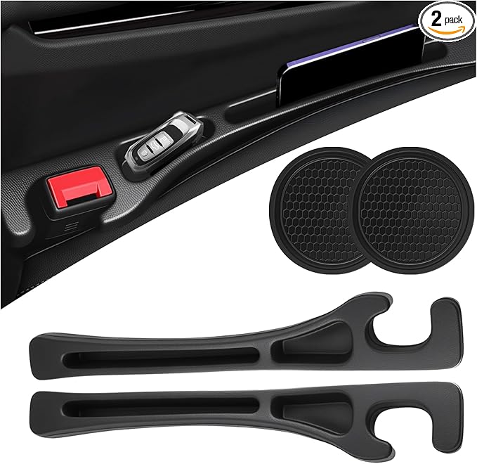 Car Seat Gap Filler Organizer with Cup Coasters,Flexible Car Seat Gap Plug with Storage Slot for Phones/Keys,Universal in Between Cars Seats Catcher Cars Interior Accessories