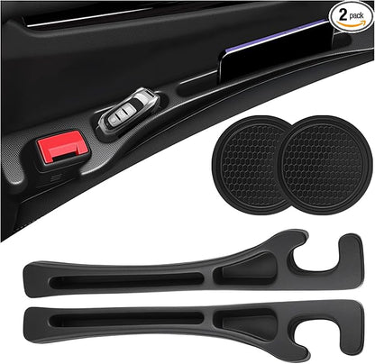 Car Seat Gap Filler Organizer with Cup Coasters,Flexible Car Seat Gap Plug with Storage Slot for Phones/Keys,Universal in Between Cars Seats Catcher Cars Interior Accessories