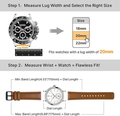 Fullmosa 18mm 20mm 22mm 24mm Leather Watch Bands, 2 Pack Soft Quick Release Watch Strap Compatible with Garmin Vivoactive 5/6/4/3, Venu 4/3S/2S, Samsung Galaxy Fossil Amazfit for Men Women,20mm Toffee Brown&Black/Black&Silver