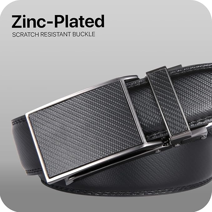 Marino Avenue Ratchet Belt for Men. Adjustable Leather Dress Belt with 38 Easy to Click Into Place Ratchet Closures.