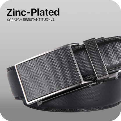 Marino Avenue Ratchet Belt for Men. Adjustable Leather Dress Belt with 38 Easy to Click Into Place Ratchet Closures.