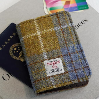 Harris Tweed Leather Passport Holder for Travel, Slim & Lightweight Passport Cover with Vaccine Card Slot, RFID Blocking, Ideal for Women and Men (No.872)