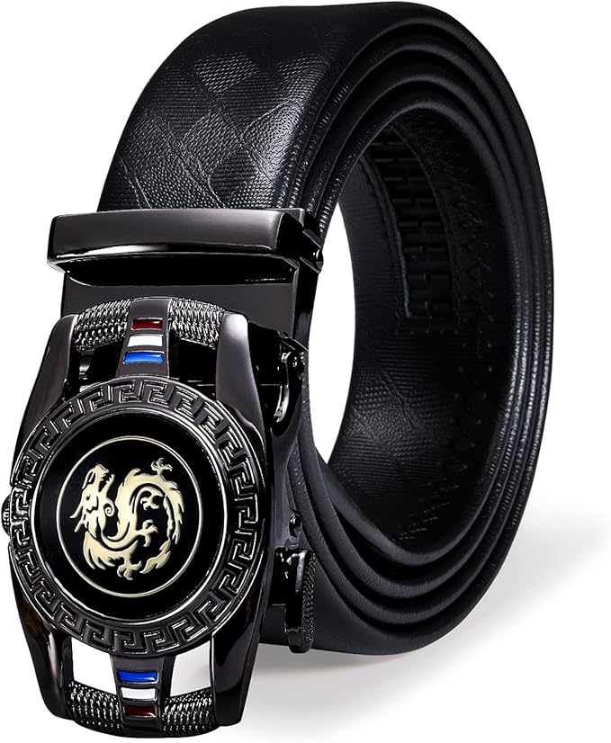 Dubulle Designer Mens Belts, Sliding Automatic Buckle Ratchet Dress Belt TOP Genuine Leather Strap Gifts
