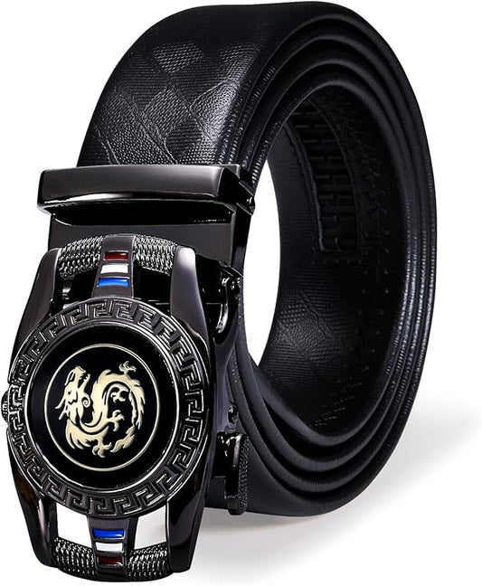 Dubulle Designer Mens Belts, Sliding Automatic Buckle Ratchet Dress Belt TOP Genuine Leather Strap Gifts