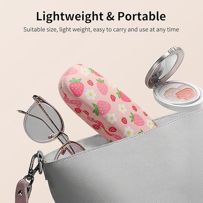 Glasses Case Hard Shell, Leather Protective Case for Sunglasses with Cleaning Cloth, Cute Eyeglass Cases for Women