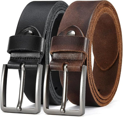 DOOPAI Men's Genuine Leather Casual Belt -Full Grain Leather Belt for Men- 1.5" Handmade Jeans Belt with Gift Box