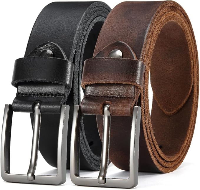DOOPAI Men's Genuine Leather Casual Belt -Full Grain Leather Belt for Men- 1.5" Handmade Jeans Belt with Gift Box