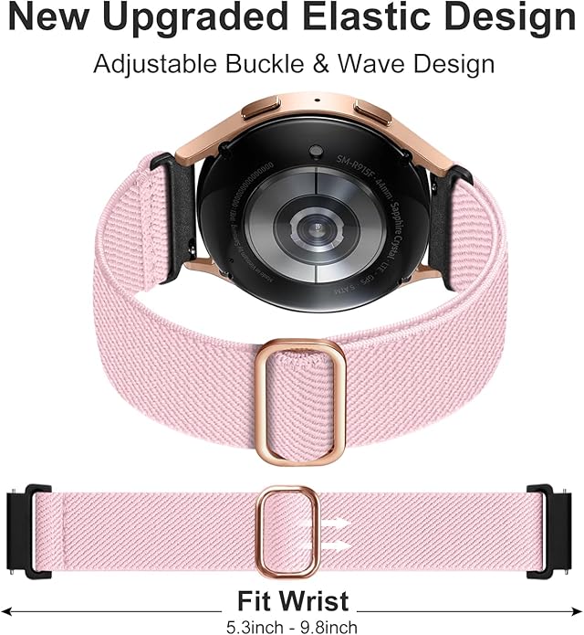 Lerobo Elastic Bands Compatible with Samsung Galaxy Watch 8 7 6 5 4 40mm 44mm/Galaxy Watch 8 Classic 6 4 Classic 43mm 47mm 42mm 46mm/5 Pro Band 45mm/Active 2,3 Pack 20mm Adjustable Nylon Sport Band