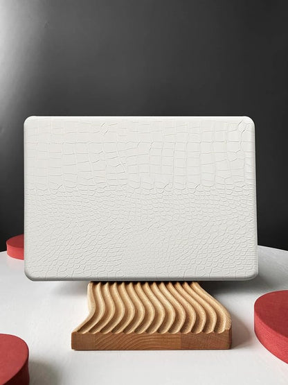 KEROM Compatible with Crocodile MacBook Pro 13 Inch Case 2026 2022-2016 M2 M1 A2338 A2289 A2251 A2159 A1989 A1706 A1708, Textured Aligator Skin Snakeskin PU Leather Hardshell & Keyboard Cover, White