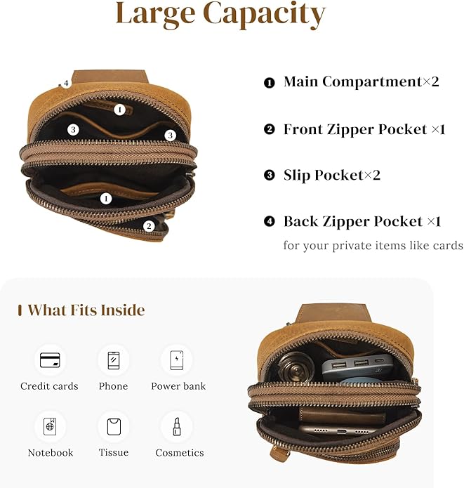S-ZONE Genuine Leather RFID Blocking Small Sling Bag Women Crossbody Fanny Packs