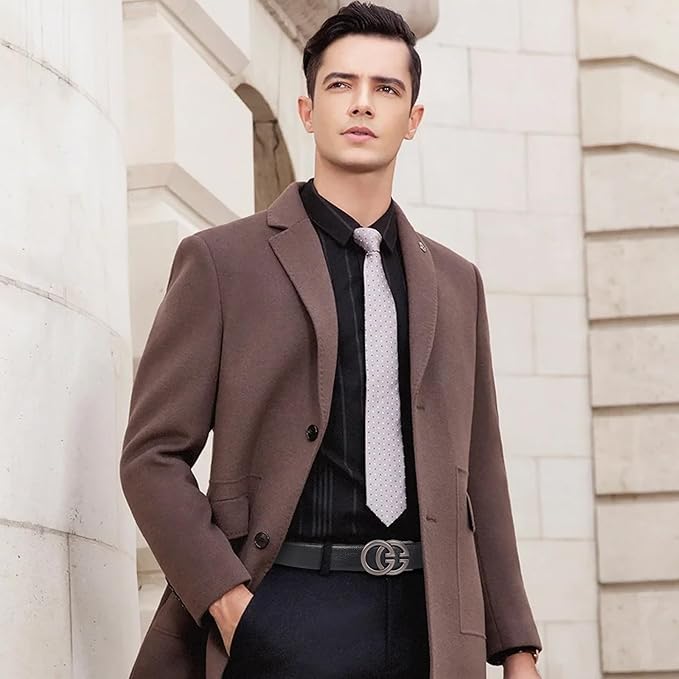 Aurolran Men&Womens Leather Dress Belt Business Automatic Buckle Belt Color-Black Silver Gold