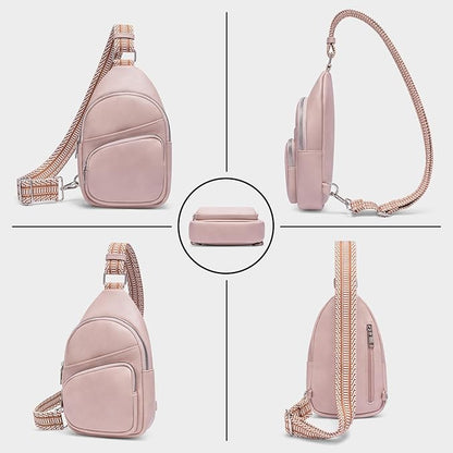 CLUCI Small Sling Bag for Women, Vegan Leather Fanny Pack Crossbody Bags for Women, Chest Bag With Guitar Strap