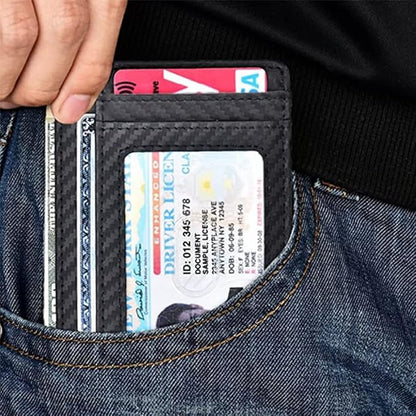 VANNANBA Money Clip Slim Front Pocket Wallet Carbon Fiber RFID Blocking Minimalist ID Card Holder for Men Women(Carbon Black)