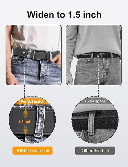 JUKMO 1.5" (38mm) Leather Ratchet Belt for Men in Gift Box