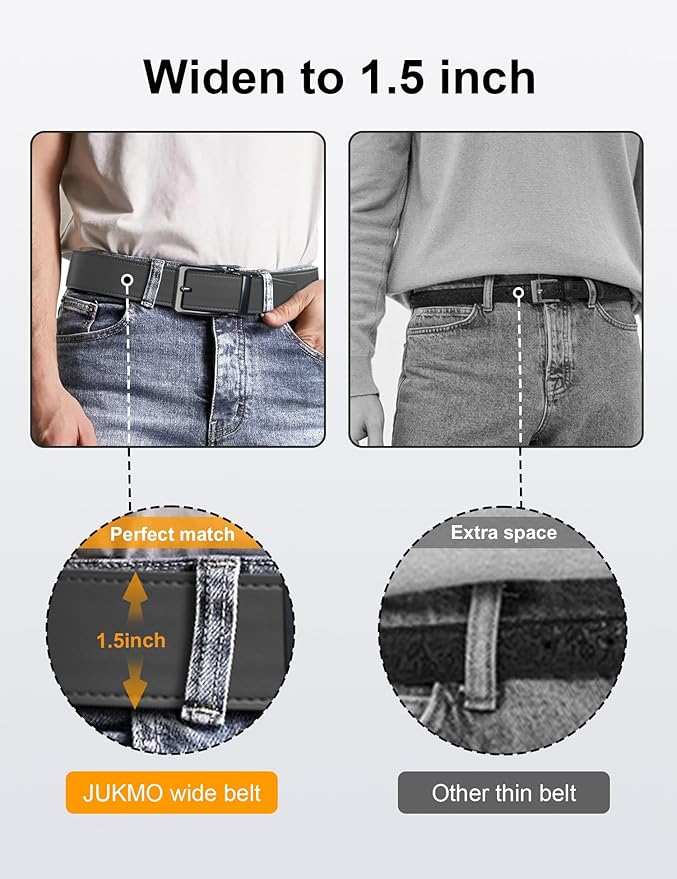 JUKMO 1.5" (38mm) Leather Ratchet Belt for Men in Gift Box