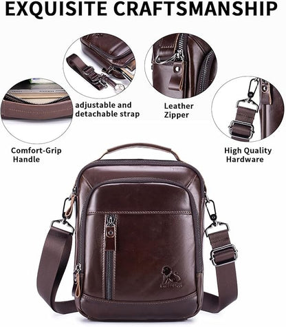 Premium Leather Men's Crossbody -Organized Storage & Durable,Stylish for Daily Carry
