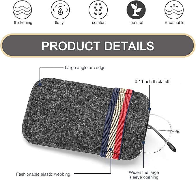 Pack-1 Car Visor Sunglasses Bag, 6.1" x 3.62" Soft Scratch-resistant Felt Multi-function Card Pen Invoice Storage Bag, Portable One-hand Access Pocket Organizer, Universal for Cars (Gray)