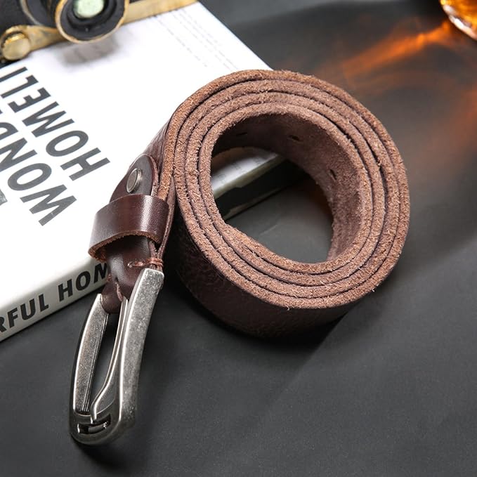 KEECOW Men's 100% Italian Cow Leather Belt Men With Anti-Scratch Buckle,Packed in a Box