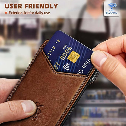 KEMISANT Men Wallet- Slim Wallet Money Clip For Gift Men in Front Pocket 12Cards-Metal Case with Magnetic Flip