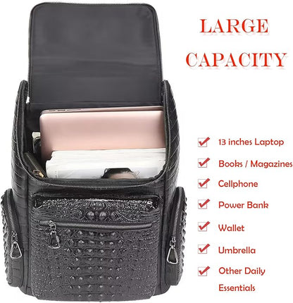boshiho Real Leather Laptop Backpack Fashion Travel Bag Daypack for Men (L - Metal Zipper Pull)