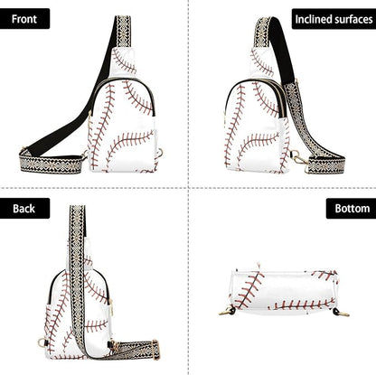 ZAZYXTJ Ball Lace Baseball Crossbody Sling Bag for Women Leather Small Chest Bag Adjustable Straps Daypack for Travel Sport Hiking