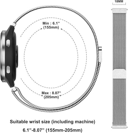 18mm Metal Bands for Garmin Venu 3S / Venu 4 41mm / Venu 2S / Vivoactive 4S / Vivomove 3S / Forerunner 265s Watch Bands, Quick Release Stainless Steel Metal Replacement Wristband Strap for Garmin Forerunner 255s/265s Bands Women Men