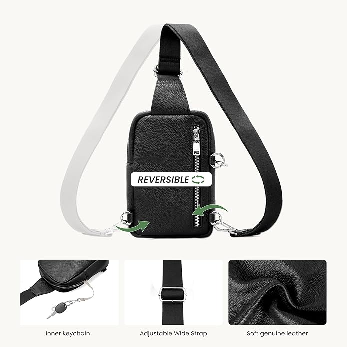 befen Genuine Leather Anti Theft Small Crossbody Bags for Women, RFID Cross Body Sling Chest Bags Fanny Packs Travel Purse