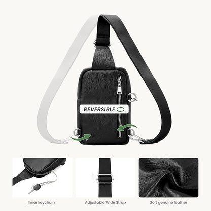 befen Genuine Leather Anti Theft Small Crossbody Bags for Women, RFID Cross Body Sling Chest Bags Fanny Packs Travel Purse