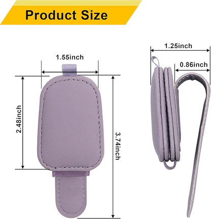 Yuoyar Sunglass Holder for Car, Magnetic Leather Sunglasses Holder and Ticket Card Clip, Car Visor Accessories, 2 Packs (Purple)
