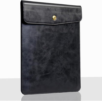 Leather Laptop Sleeve 13 Inch Compatible with MacBook Neo 13" 2026 & MacBook Air/Pro 13" (M5/M4/M3/M2/M1, 2025-2018), Magnetic Buckle Closure Protective Case Cover,Black