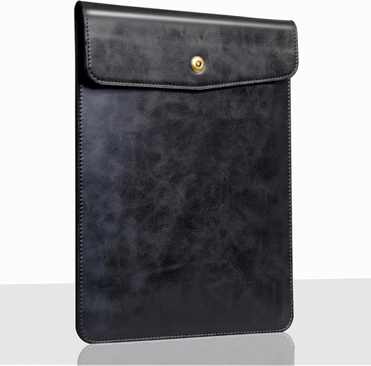 Leather Laptop Sleeve 13 Inch Compatible with MacBook Neo 13" 2026 & MacBook Air/Pro 13" (M5/M4/M3/M2/M1, 2025-2018), Magnetic Buckle Closure Protective Case Cover,Black