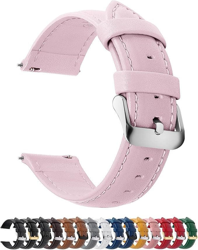 Fullmosa Watch Band, Quick Release Leather Watch Strap for Men Women, Replacement Bands Width 12mm 14mm 16mm 18mm 19mm 20mm 21mm 22mm 24mm