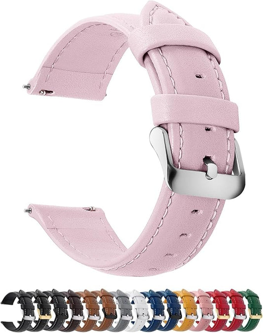 Fullmosa Watch Band, Quick Release Leather Watch Strap for Men Women, Replacement Bands Width 12mm 14mm 16mm 18mm 19mm 20mm 21mm 22mm 24mm
