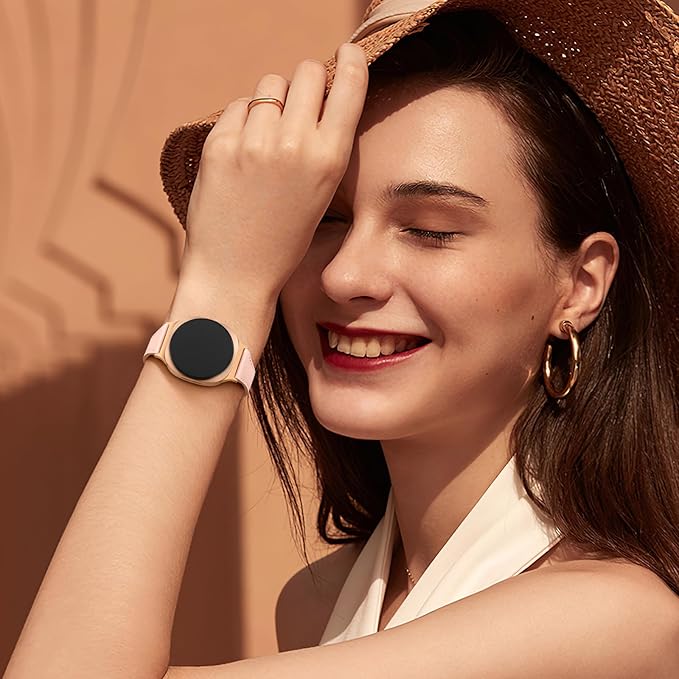 GEAK Slim Leather Band Compatible with Samsung Galaxy Watch 8 40mm 44mm/Watch 8 Classic 46mm, No Gap Adjustable Genuine Leather Replacement Dressy Strap for Samsung Watch 8 Bands Women
