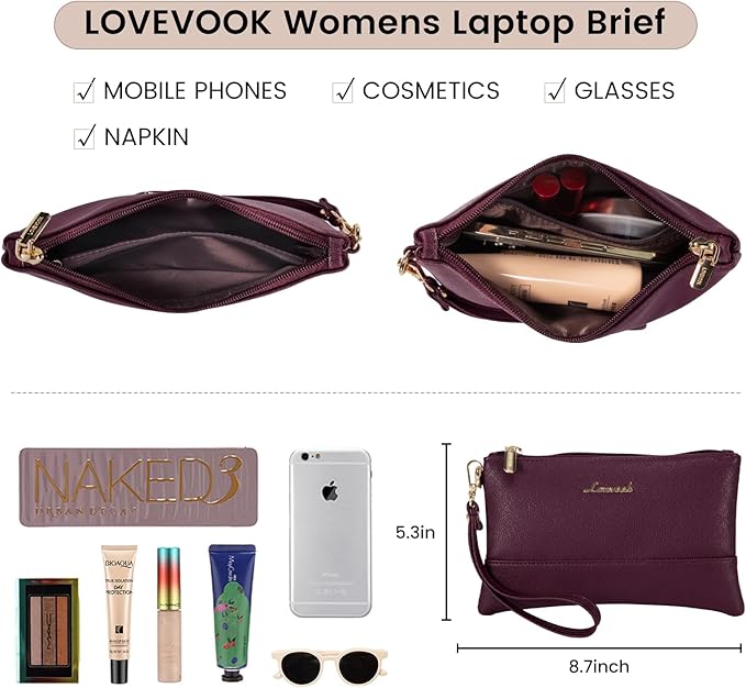 LOVEVOOK Laptop Tote for Women - 15.6 Inch Professional Leather Computer Briefcase, Waterproof Shoulder Bag, Large Capacity Business Teacher Office Bag, Crossbody Purse - Fuchsia