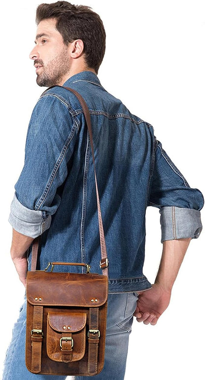 jaald Genuine Leather Messenger Bag Vintage Laptop Crossbody Bag Satchel Man Purse Shoulder Bag for man woman office bag