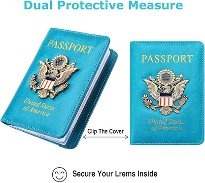 Premium Passport Holder for Travel, RFID Blocking Passport Cover Slim, Durable & Travel-Friendly, Passport Wallet Keep Your Documents Safe & Organized (Sky Blue)