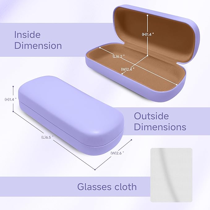 Glasses Case Large Hard Shell Eyeglasses Case PU Leather Protective for Sunglasses Eyeglasses