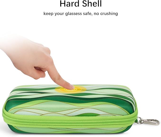 Double Eyeglasses Case Hard Shell Dual Sunglasses Organizer with Zipper Closure Travel Eyewear Storage for Vehicle
