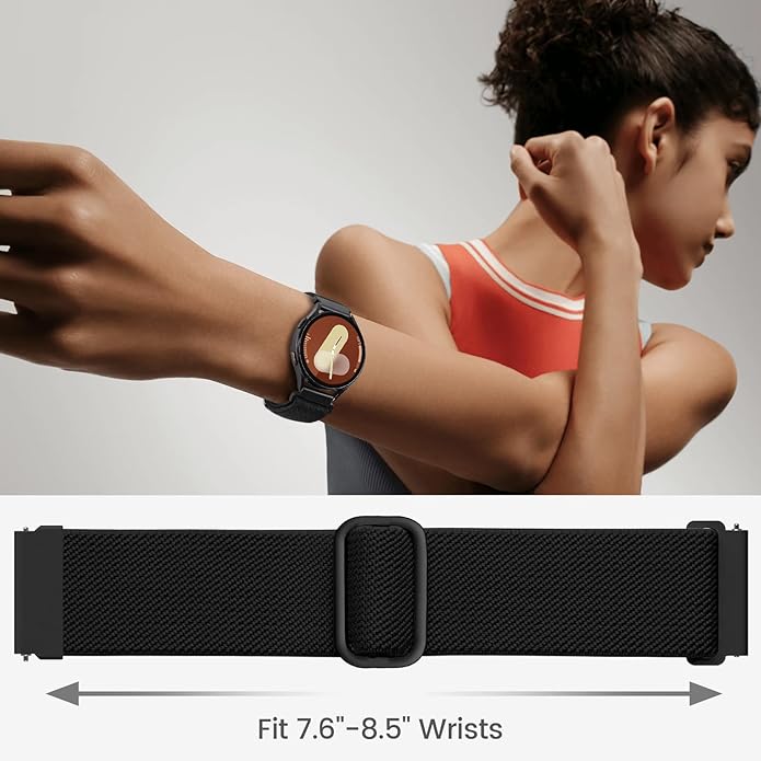 Stretchy Bands Compatible with Samsung Galaxy Watch 7 6 4 5 Band 40mm 44mm/Watch 6 4 Classic 47mm 43mm 42mm 46mm/5 Pro/FE/Active 2, 6 Pack 20mm Nylon Sport Strap for Galaxy Watch 7 Band Women Men