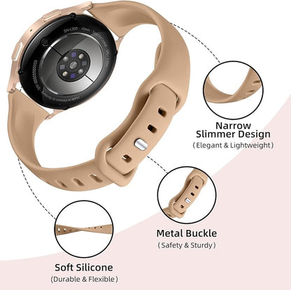 GEAK 4 Pack Slim Strap Compatible with Samsung Galaxy Watch 7 6 5 4 band 40mm 44mm/Galaxy Watch 6 Classic Bands 43mm 47mm, 20mm Soft Replacement Bands Compatible for Samsung Watch Bands Women Men