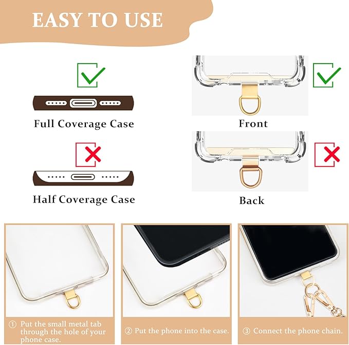 Clip and Go Phone Strap Crossbody with RFID Leather Wallet, Trendy Hands-Free Crossbody Cell Phone Lanyard Chain with Coin Purse for Women, Neck Chain for iPhone and Smartphone, Gold