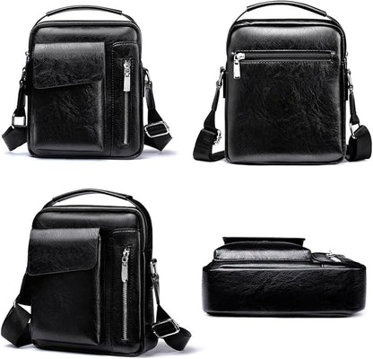 Messenger Bag for Men Crossbody Shoulder Purse Small Vintage PU Leather Satchel Pouch Side Crossover Handbag