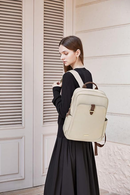 Laptop Backpack for Women,Carry on Travel Backpack Casual Work Business Backpacks Purse College,14 Inch,Apricot