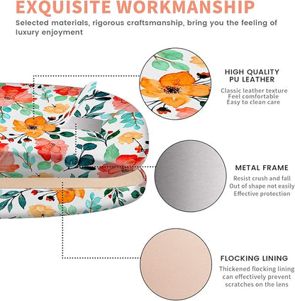 molshine Hard Shell PU Leather Glasses Case,Travel Portable Eyeglass Case for Men Women Girl Travel Study Work